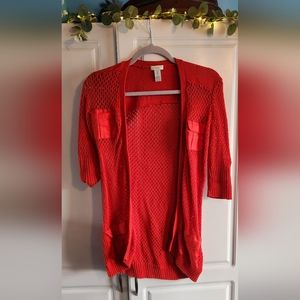 Chico's Size 0 Red Textured Cardigan